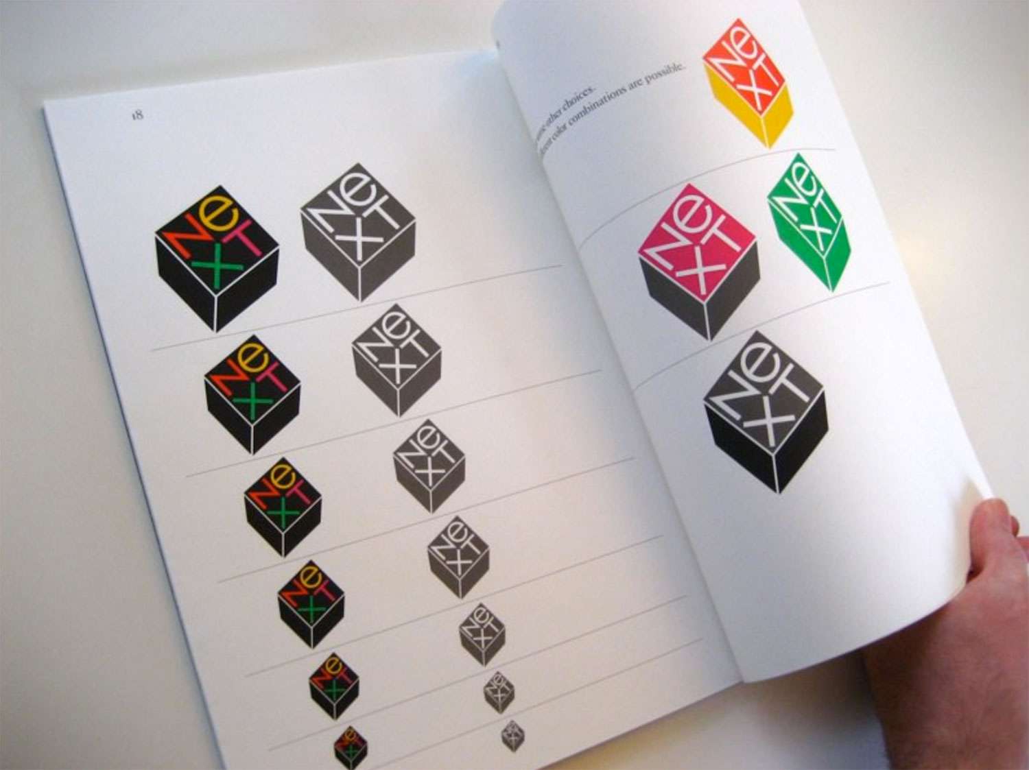 En 1986, Steve Jobs a payé 100 000 dollars à Paul Rand pour créer une identité visuelle pour son entreprise informatique. Rand a développé un livre de proposition unique de 100 pages pour le logo NeXT qui a guidé le lecteur étape par étape à travers le processus conceptuel jusqu'au résultat final.