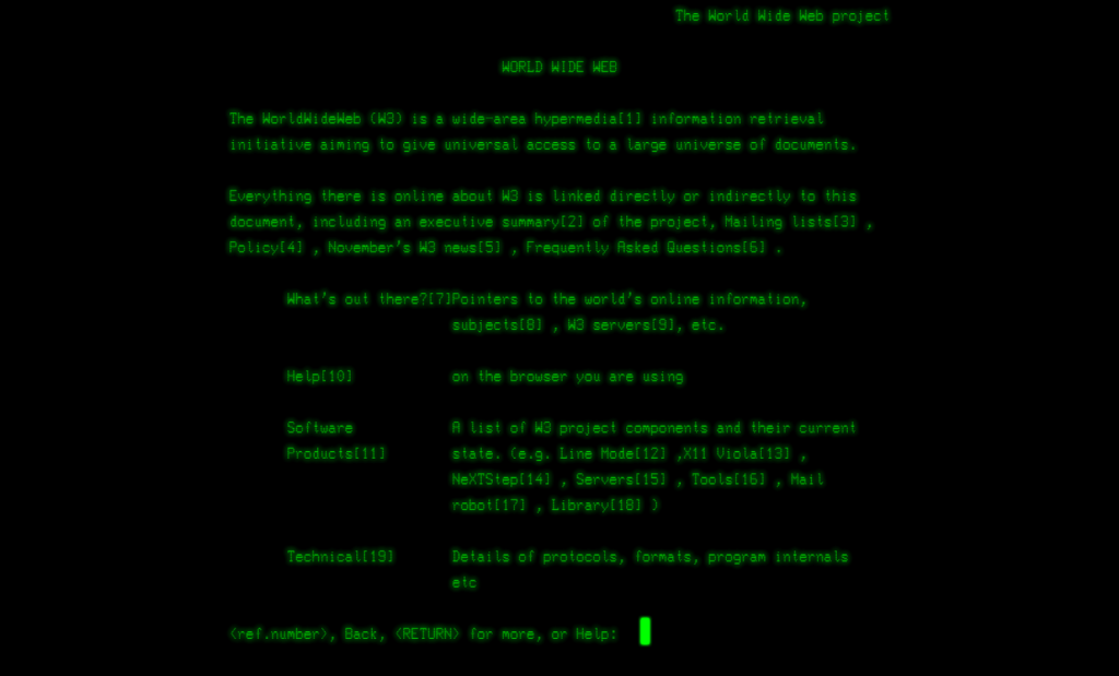 Capture d'écran de la page recréée du premier site Web (Image: CERN)