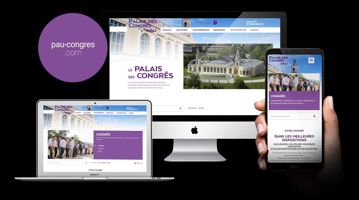 Conception et développement web du site internet de Pau Béarn Pyrénées Evènements - Palais Beaumont - Parc des Expo - Zenith de Pau