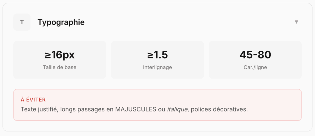 RGAA Tailles minimales recommandées